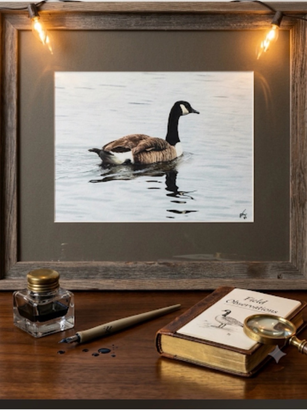 Canada Goose Waterfowl Art Print - Brown and Black